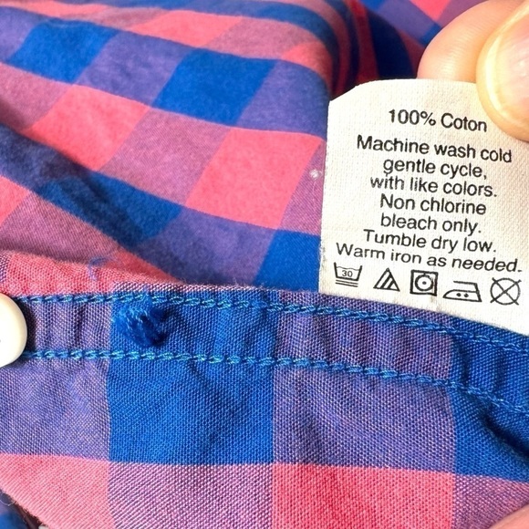 4 for $40 SALE!J Crew Factory Slim Button Down Shirt, Pink/Blue Gingham, Size M - Picture 6 of 11